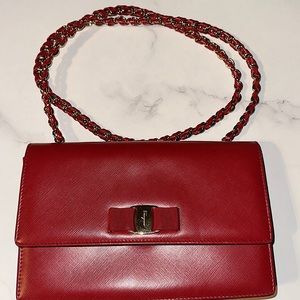 SOLD! Salvatore Ferragamo Ginny Leather Crossbody Bag Red